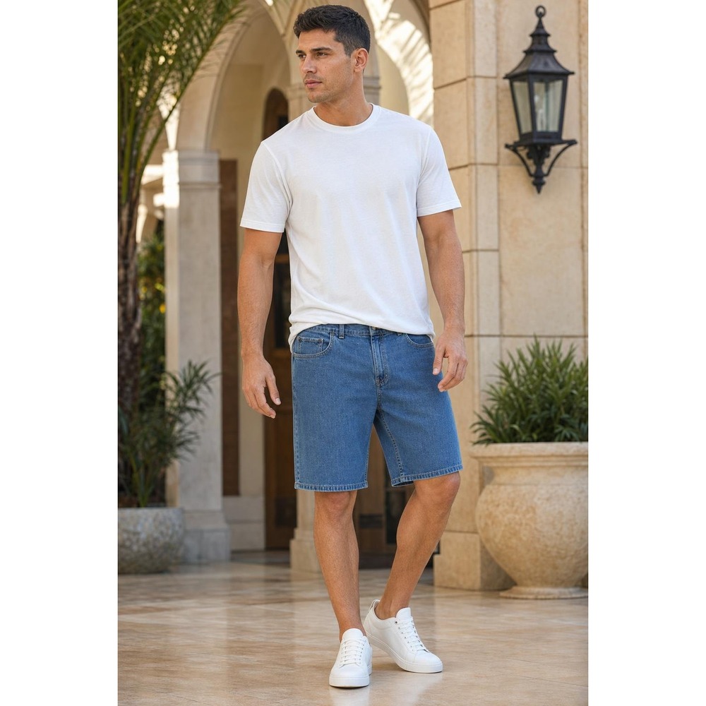 St John's Bay Denim Shorts Men's 34 Blue Jean Bermuda Shorts Classic